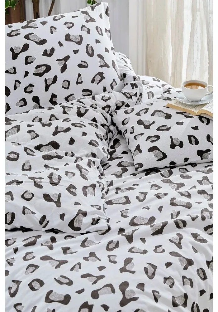 Бяло-сиво единично удължено спално бельо с включен долен чаршаф 3 части 160x220 cm Modern – Mila Home