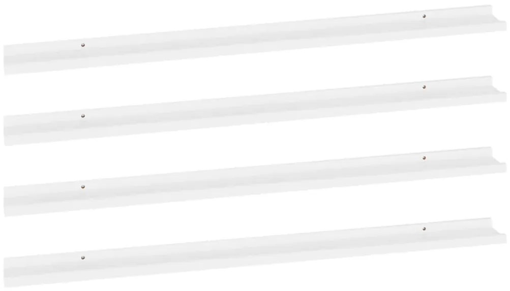 326664 vidaXL Стенни рафтове, 4 бр, бели, 115x9x3 см