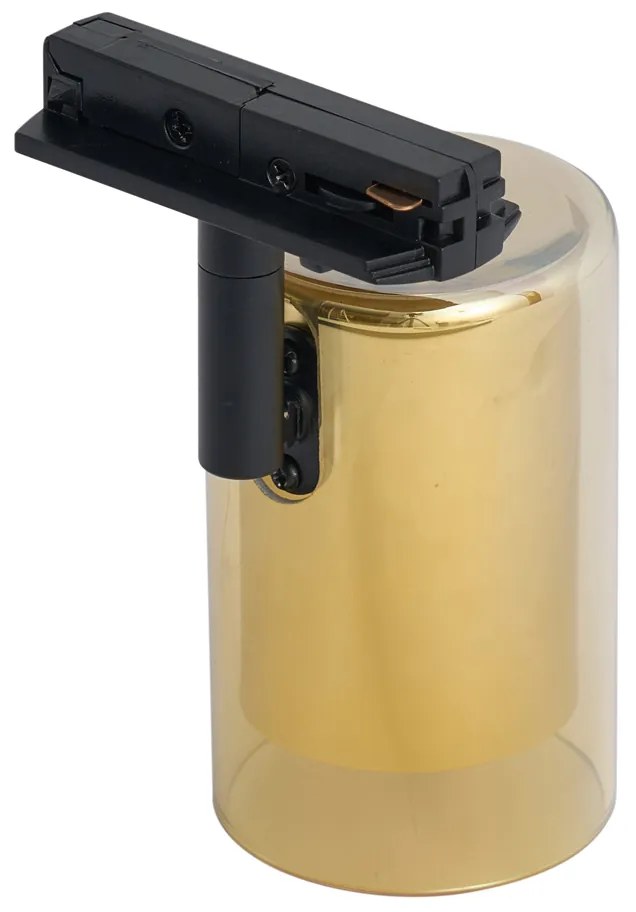 Модерен прожектор златен с кехлибарено стъкло за релсова осветителна система 1-фазна - Iconic Lloyd