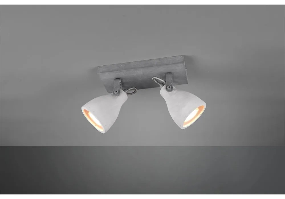 Сива стенна лампа за 2 крушки, дължина 23 cm Trio Concrete