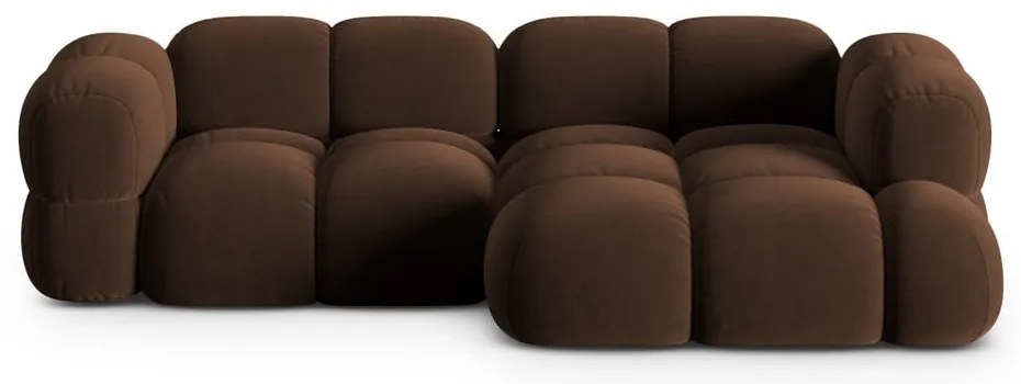 Тъмнокафяв кадифен ъглов диван (десен ъгъл) Loretto – Cosmopolitan Design