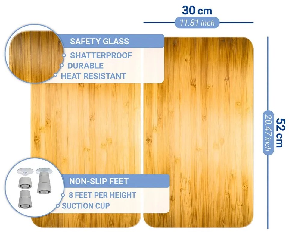 Капаци за печка 2 бр. от закалено стъкло 52x30 cm Wooden – Maximex