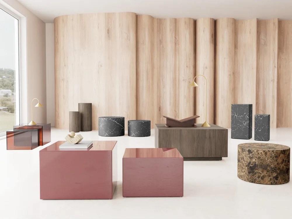 Кафяви стъклени масички за кафе в комплект 2 бр. 50x50 cm Dice – Actona