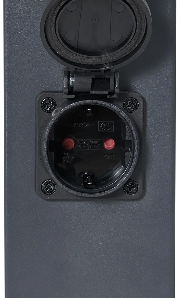 Външна лампа тъмно сива с опалово стъкло 80 см IP44 с контакт и сензор за движение - Malios