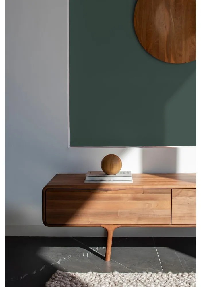 Кафява маса за телевизор от масивен орех 220x45x45 cm Fawn – Gazzda