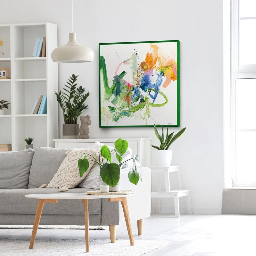 Картина с ръчно изрисувани елементи 102x102 cm Confidential Green – Malerifabrikken