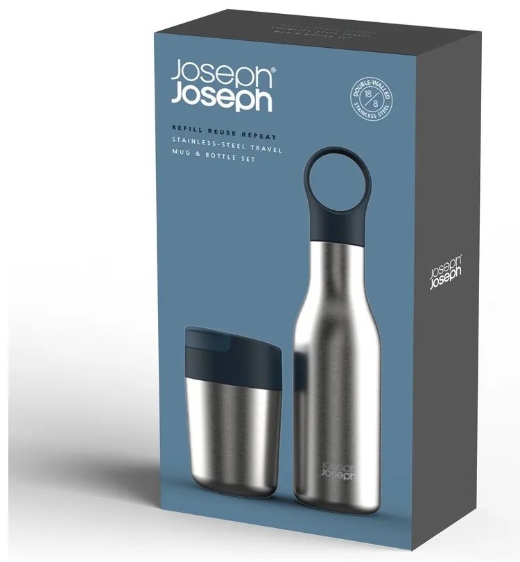 Комплект бутилка и чаша за пътуване от неръждаема стомана Loop&Sipp - Joseph Joseph