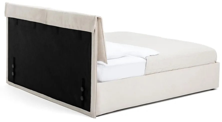 Бежово тапицирано двойно легло с място за съхранение и включена подматрачна рамка 180x200 cm Thessa Pillow – Bonami Selection