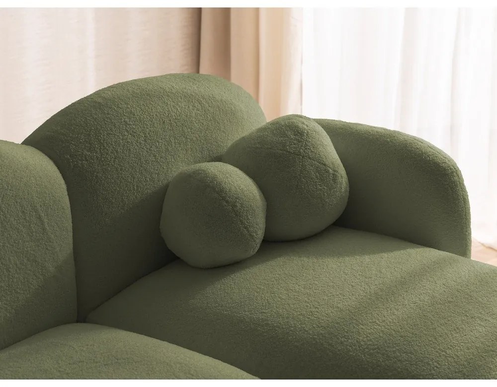 Зелен ъглов диван от букле (десен ъгъл) Orbit – Ropez