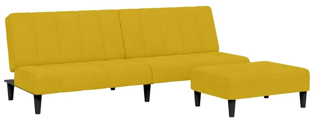 3258096 vidaXL 2-местно разтегателно канапе с табуретка, жълто, кадифе