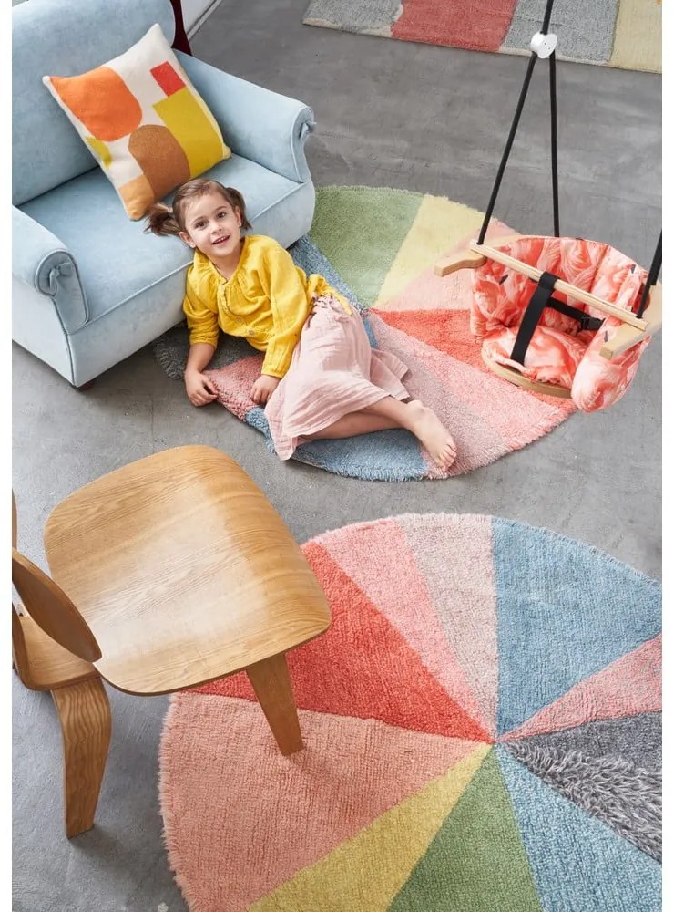 Вълнен ръчно изработен детски килим подходящ за пране ø120 cm Pie Chart – Lorena Canals