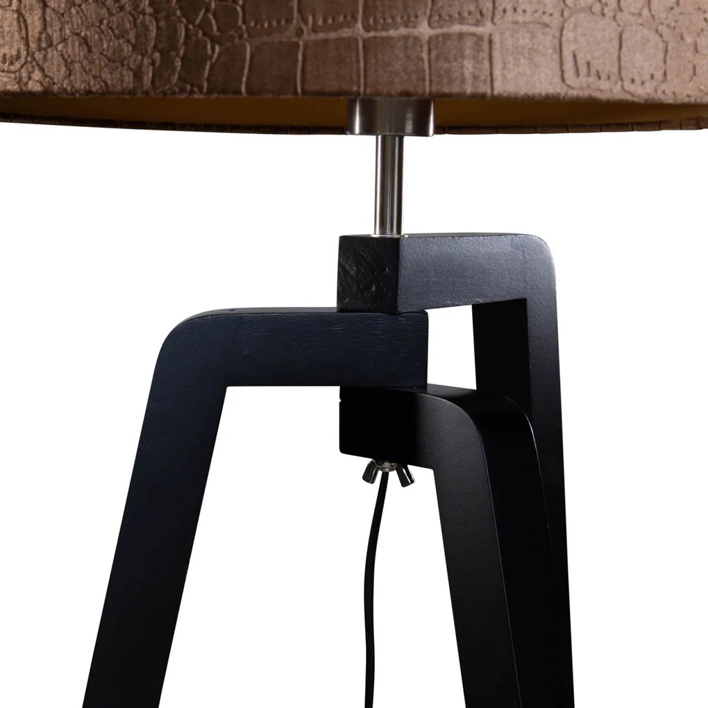 Подова лампа черна с кадифена абажура крокодил 50см - Puros