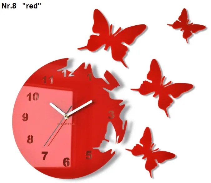 Самозалепващ се стенен часовник с мотив на пеперуда Злато