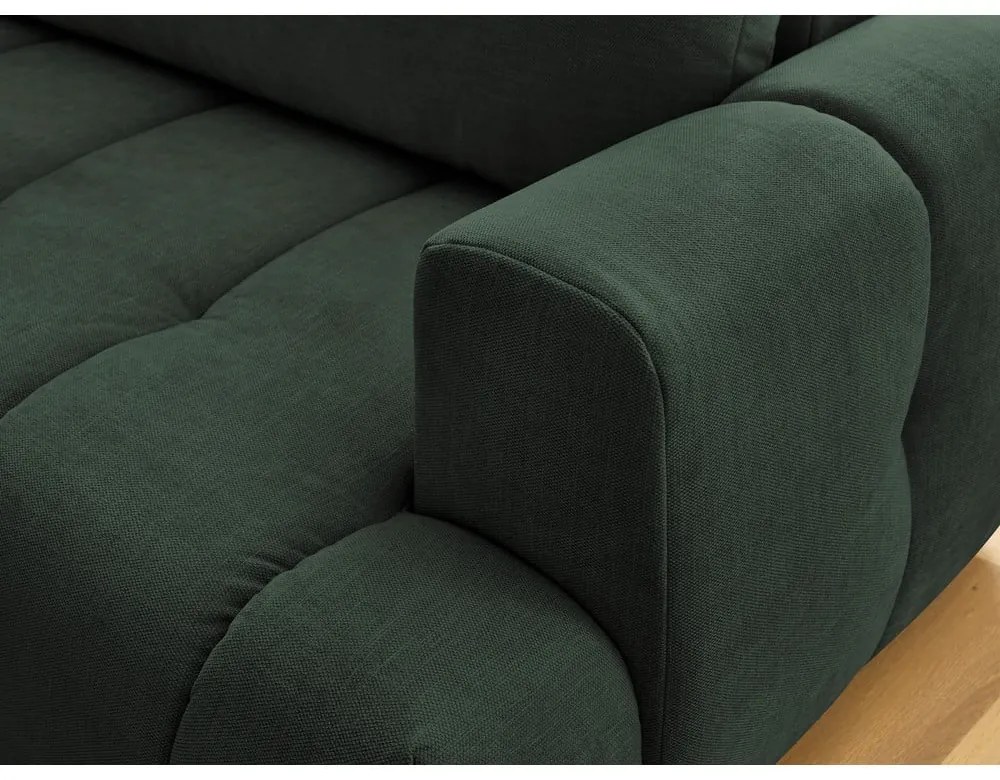 Зелен сгъваем/с място за съхранение ъглов диван (ляв ъгъл/L форма) Fuji – Bobochic Paris