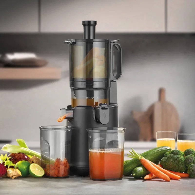 Бавна сокоизтисквачка Caso Juice Fit Pro, 250W, 1 л, 40 об/мин, Safety Stop, Тиха работа, Черен мат