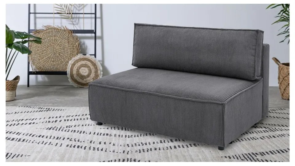 Модул за диван от велур в тъмносиво, централна част Nihad modular - Bobochic Paris