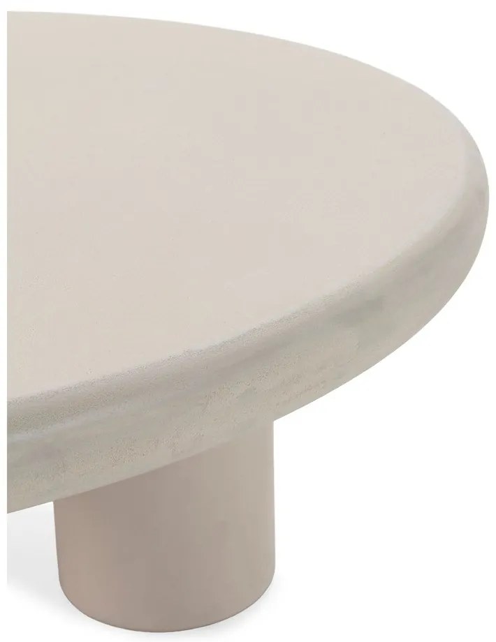 Кремава кръгла масичка за кафе от декор от камък ø 80 cm Iriel – MOME