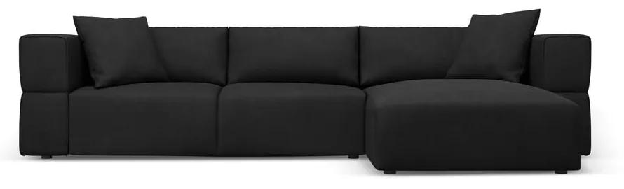 Черен ъглов диван, десен ъгъл Esther – Milo Casa