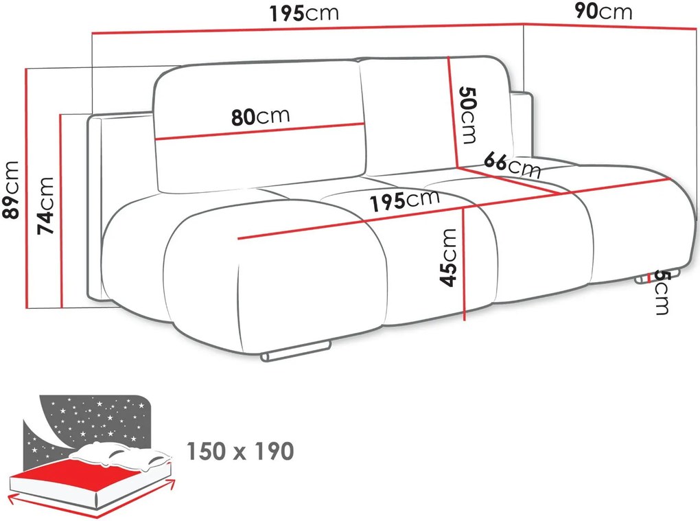 Разтегателен диван Honey mini-Антрацит