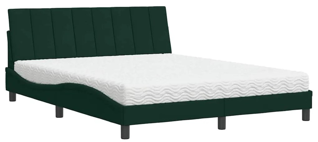 3208607 vidaXL Легло с матрак Hanko, тъмнозелено, 160x200 см, кадифе