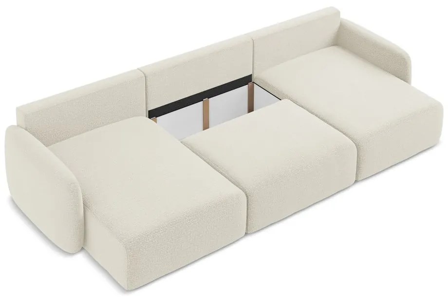 Кремав разтегателен ъглов диван с място за съхранение Kalena – Makamii