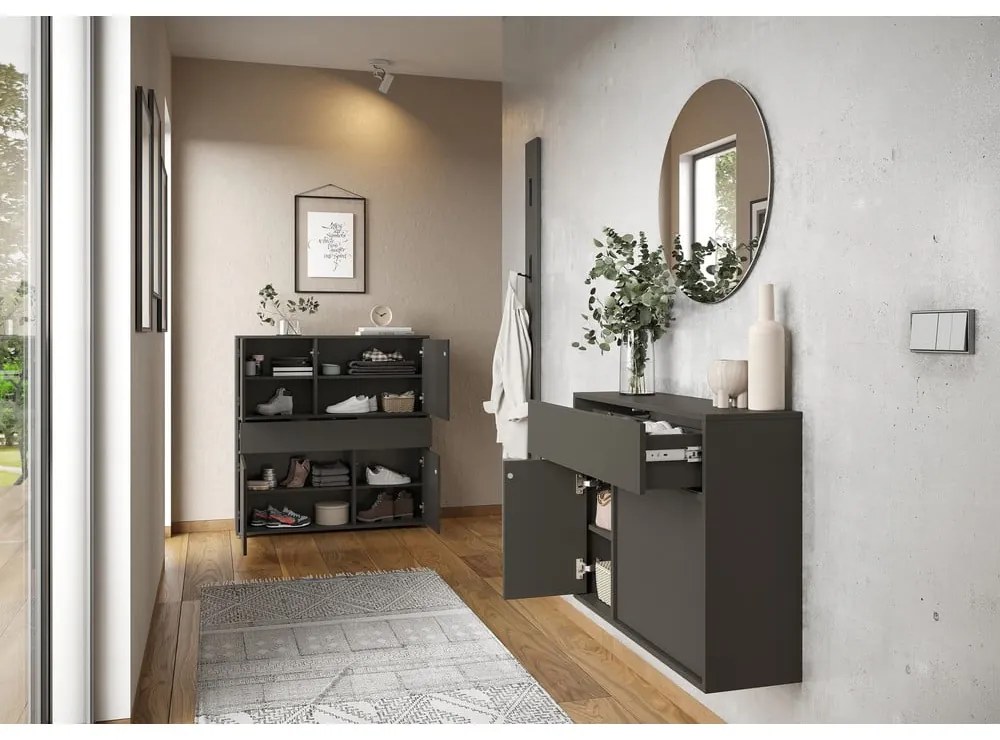 Антрацитна висяща стойка за обувки с чекмеджета Ameca 2.0 – Germania