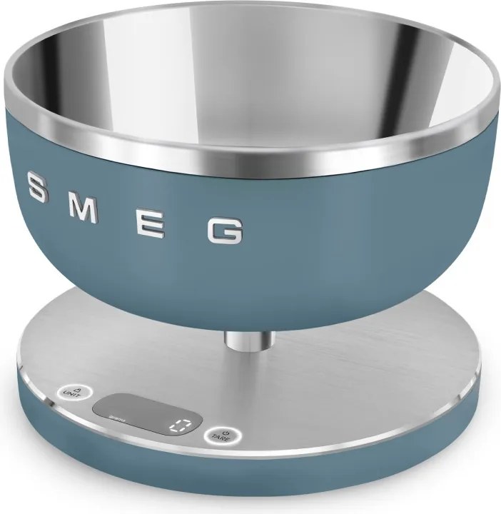 Кухненска везна Smeg Collezione KSC01SBMWW, До 5 кг/5 л, ТАРА, LED дисплей, Противоплъзгаща се основа, Автономия до 36 часа, Буреносно синьо