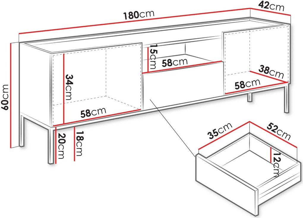 ТВ шкаф Como 2D1SZ-Кашмир