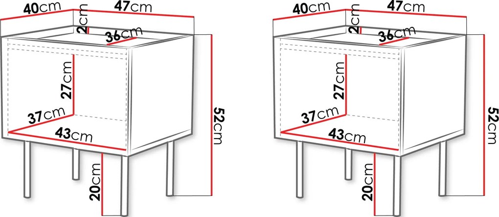 Комплект от две нощни шкафчета Mizo-Mpez