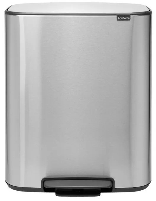 Кош за боклук Brabantia Bo Pedal 1003192, 2x30 л, Плавно затваряне, Противоплъзгаща основа, Устойчив на пръстови отпечатъци, Инокс/мат