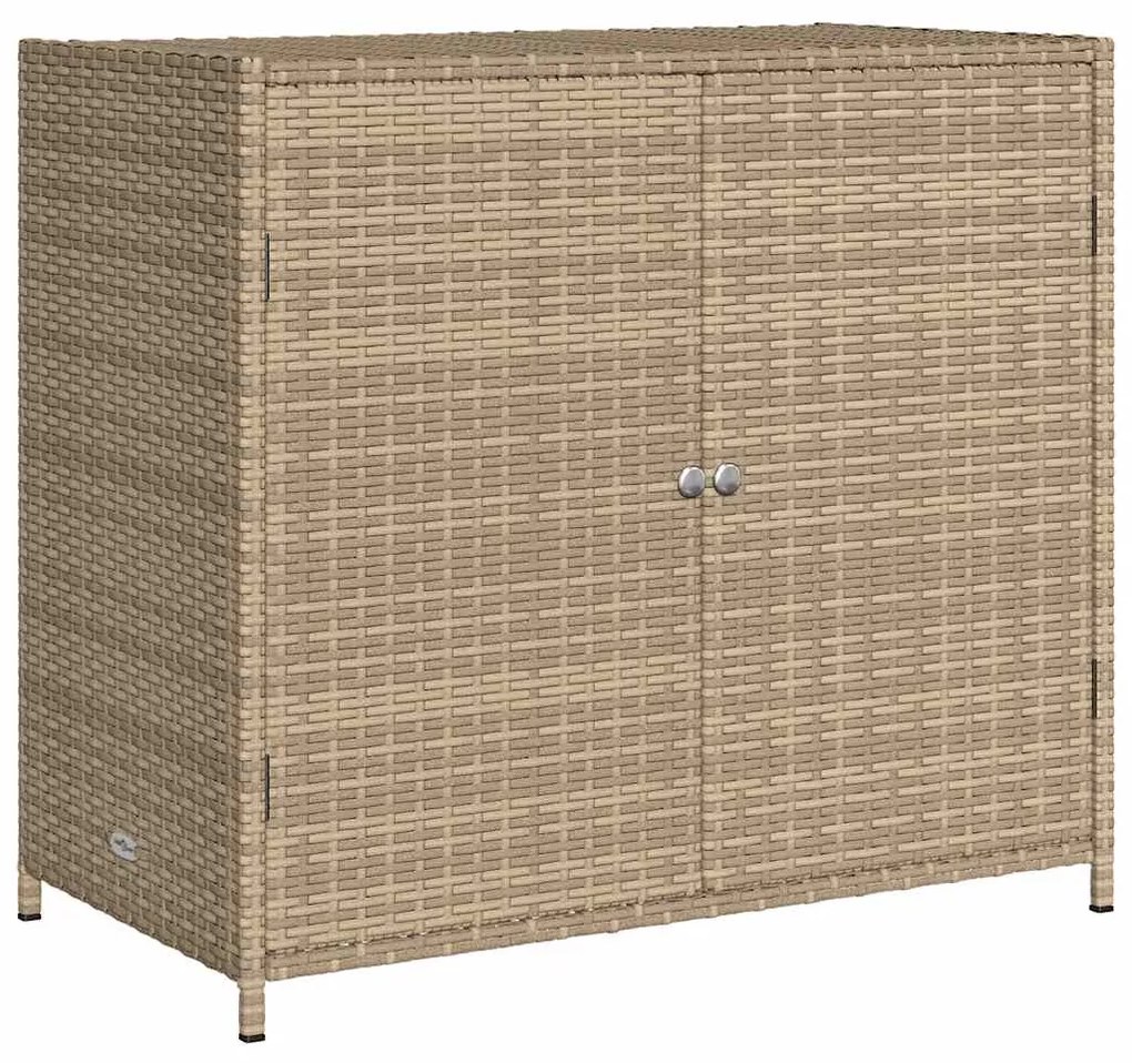 365546 vidaXL Градински шкаф за съхранение, бежов, 83x45x76 см, полиратан