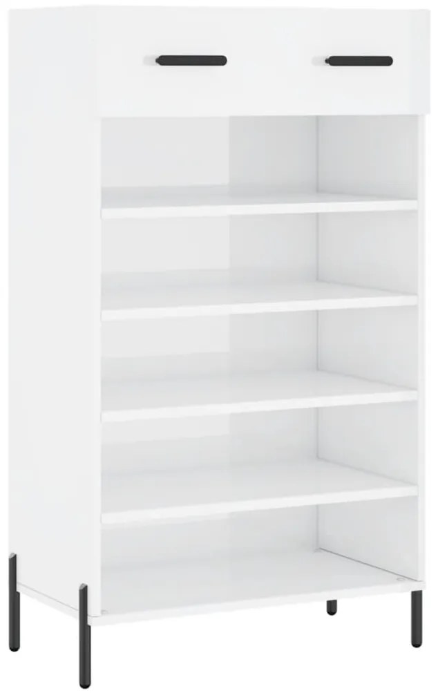 829622 vidaXL Шкаф за обувки, бял гланц, 60x35x105 см, инженерно дърво