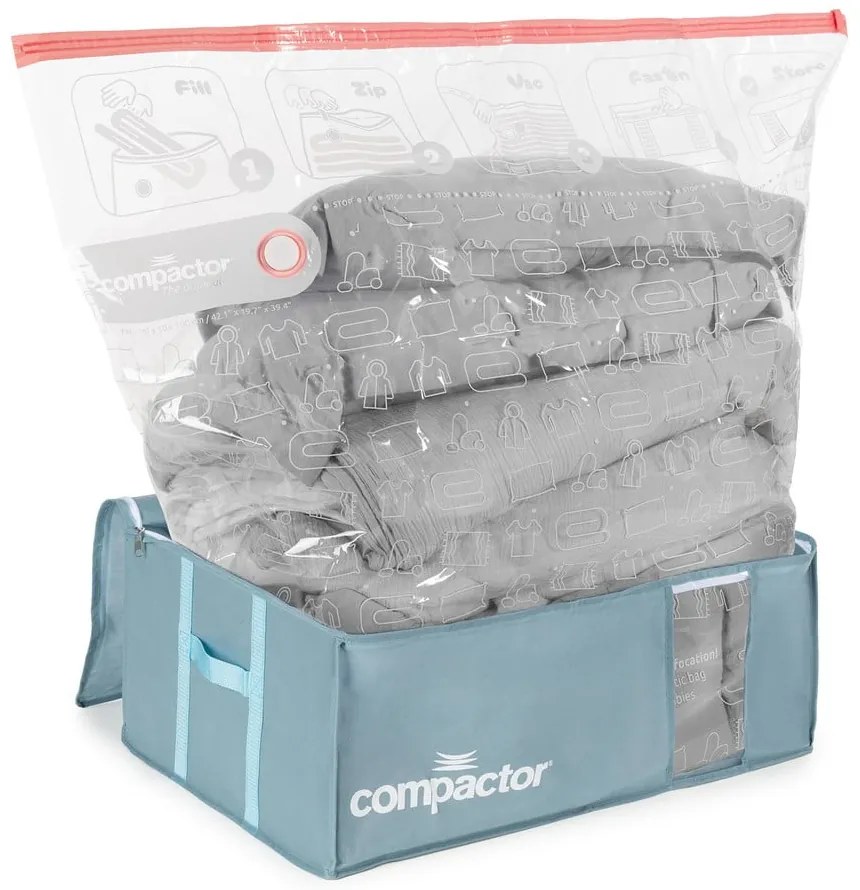 Вакуумна пластмасова кутия за съхранение на дрехи 65x45x27 cm Blue Edition – Compactor