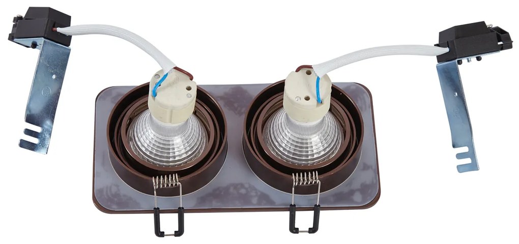 Комплект от 6 заоблени вградени спота тъмен бронз GU10 50mm въртящи се и накланящи се IP44 2-светлини - Alberto