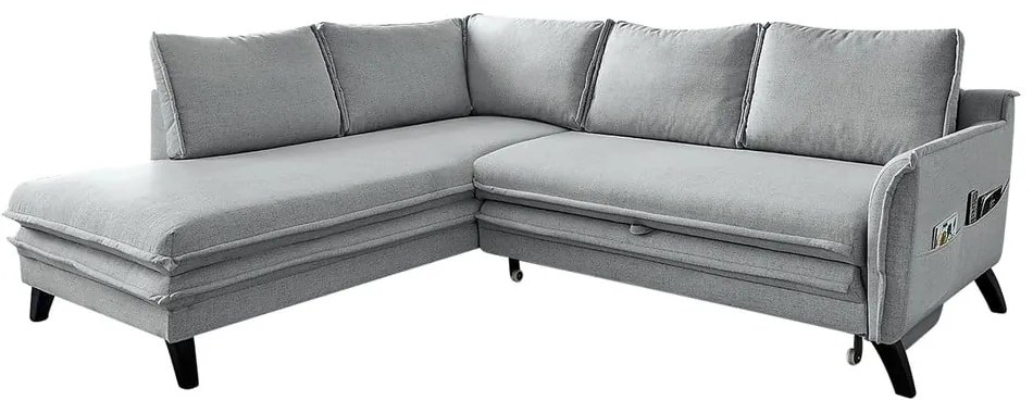 Светлосив ъглов разтегателен диван ляв ъгъл, Charming Charlie - Miuform