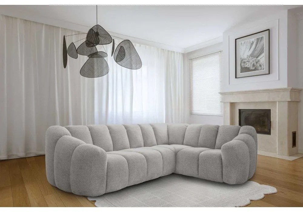 Светлосив ъглов диван (десен ъгъл/L форма) Shell – Miuform