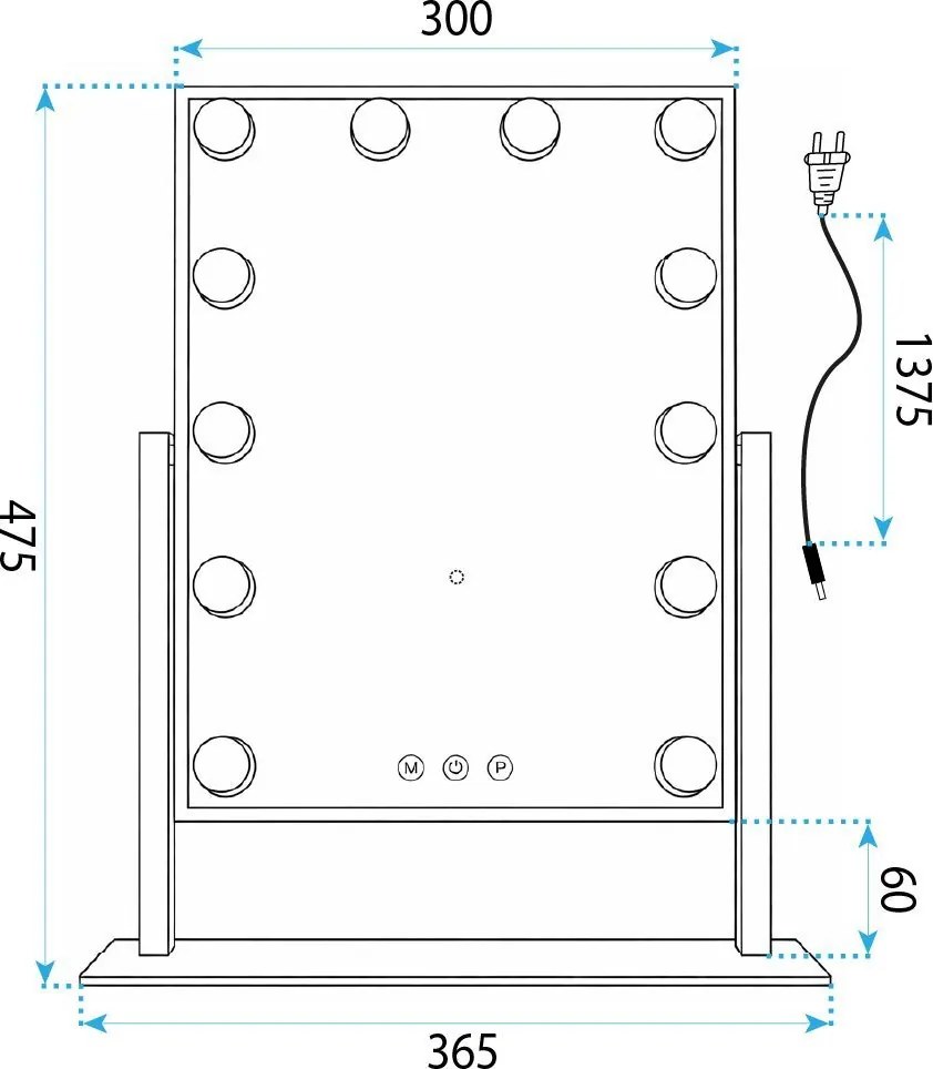 Огледало LED HOLLYWOOD L.Gold 30x40