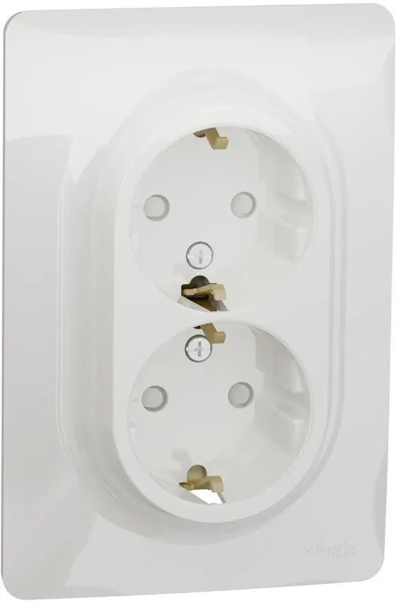 SE Контакт шуко двоен моноблок цвят Бял Unica  - NU206718