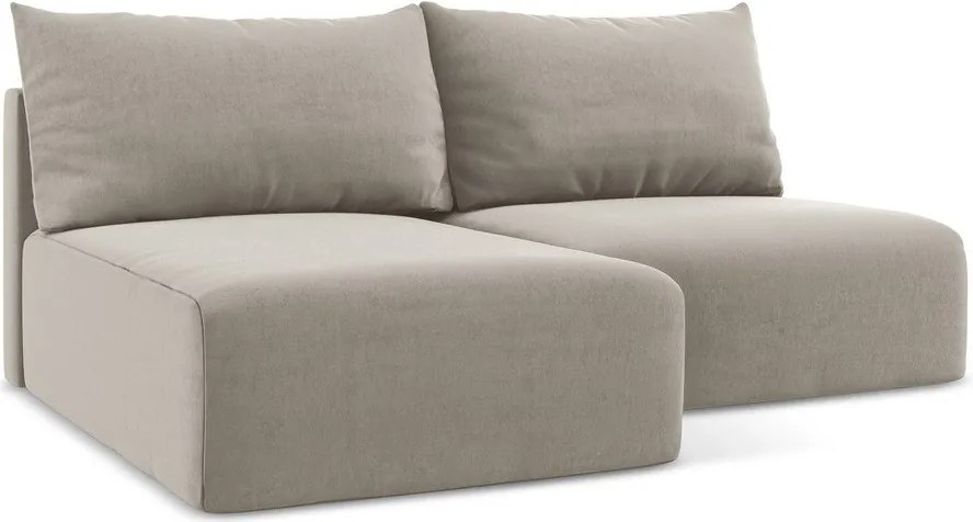 Кафяво-сив кадифен сгъваем/с място за съхранение ъглов диван (ляв ъгъл) Kalena – Makamii