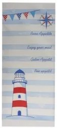 Хартиен джоб за прибори със салфетка с декор "Морски фар" 11x25см (BB107)-ПАКЕТ 125бр LUNI PAPER