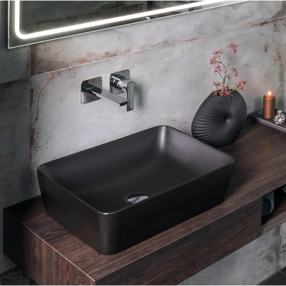 Матово-черна вградена батерия за мивка (1 изход) Pax – Sapho