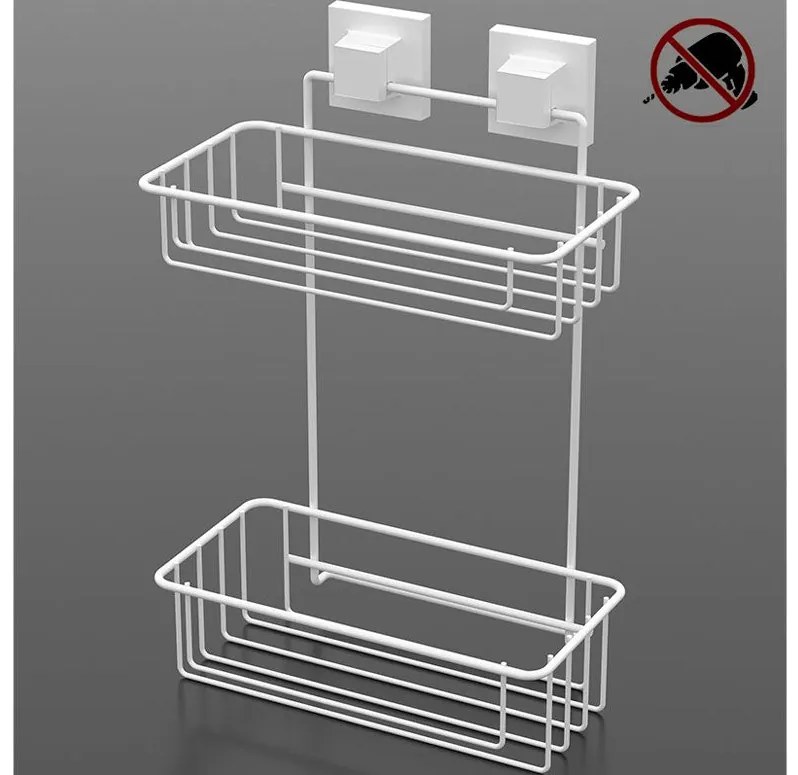 етажерка за баня TEKNO TEL EF-256W , с вакуум бяла