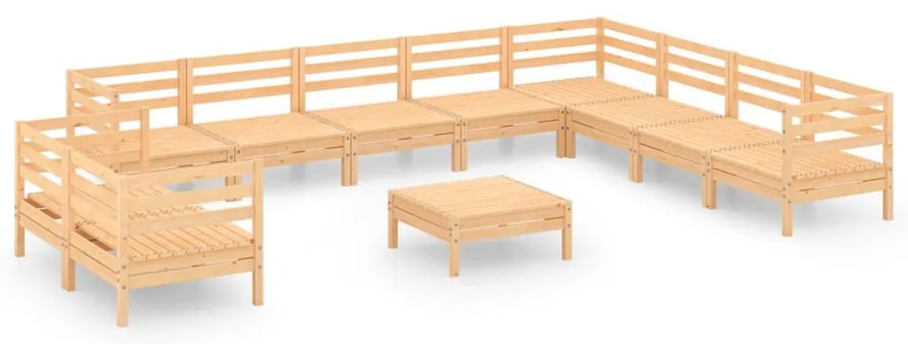 3083199 vidaXL Градински лаундж комплект, 11 части, бор масив