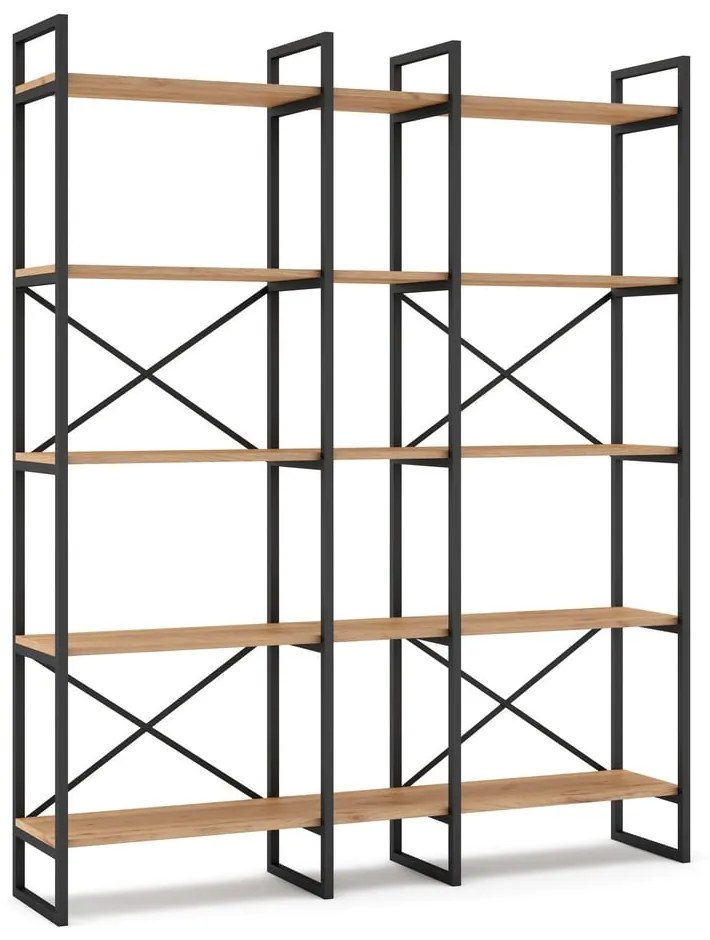 Рафт от черен/естествен дъб 144x175 cm Dusan - Marckeric