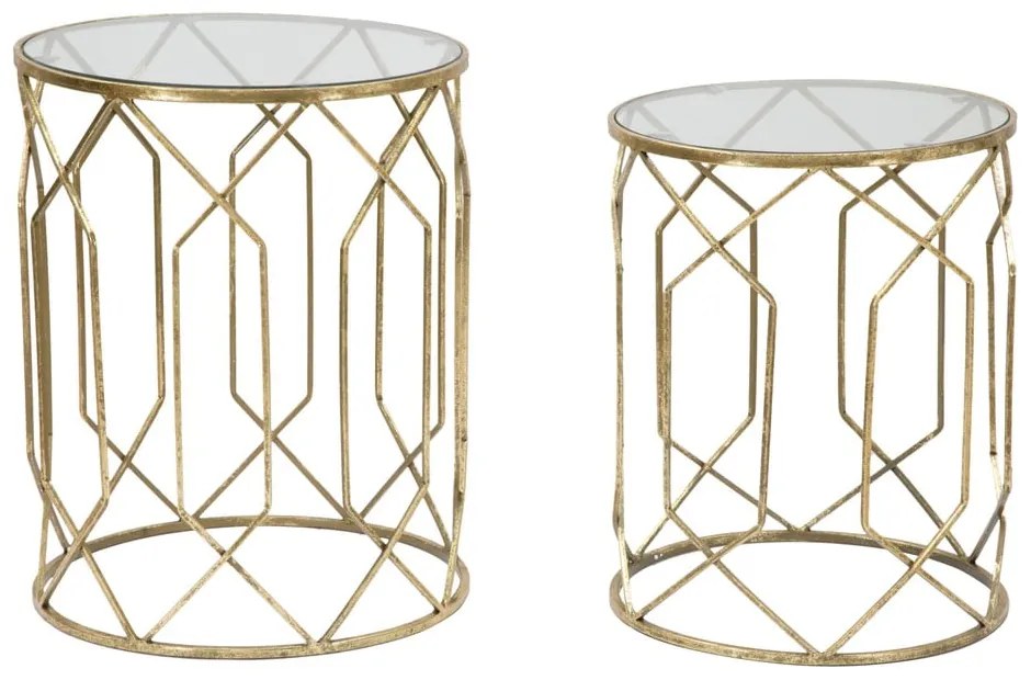 Кръгли странични маси със стъклен плот в комплект от 2 броя ø 42 cm Tunisi - Mauro Ferretti