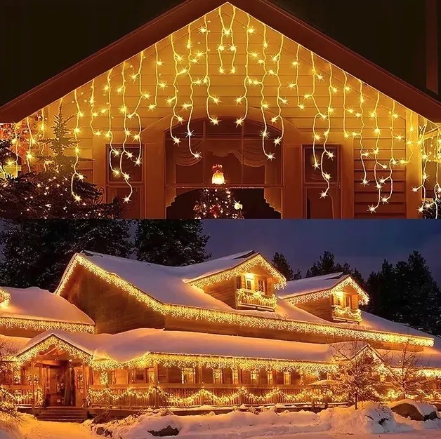 LED коледно външно осветление, топло бяло IP44 300 LED/14,5m