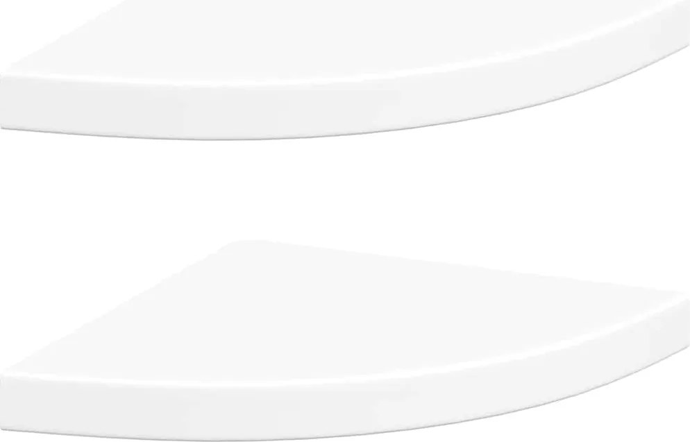 323917 vidaXL Плаващи ъглови рафтове, 2 бр., бели, 35x35x3,8 см, MDF