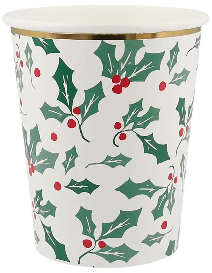 Хартиени чаши за еднократна употреба в комплект от 8 бр. Holly Pattern – Meri Meri