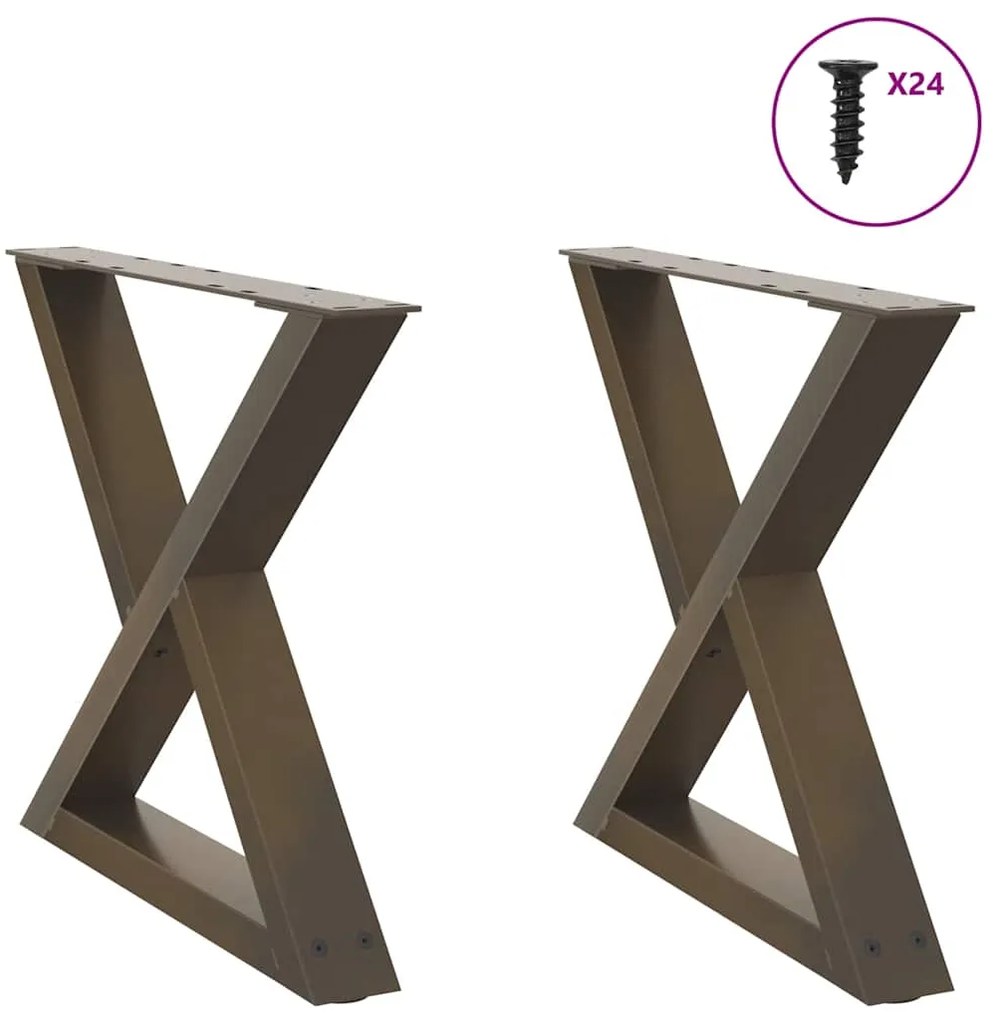 4012711 vidaXL Крака за масичка за кафе, 2 бр., естествена стомана, 60 x (42-43,3) см, стомана