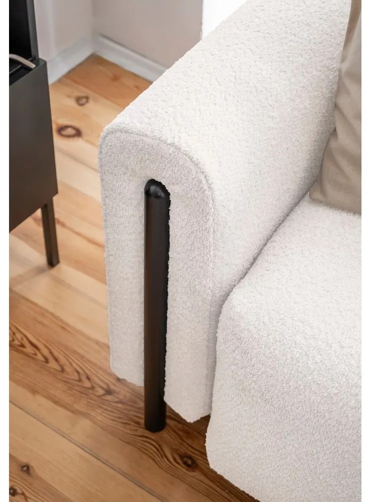 Кремав разтегателен диван с място за съхранение от букле 244 cm Arcadova – ELTAP